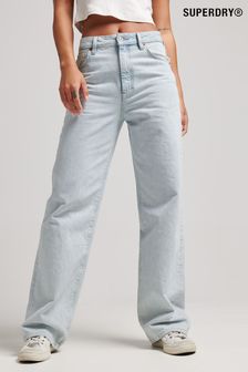 Superdry Blue Organic Cotton Vintage Wide Leg Jeans (D09434) | $107