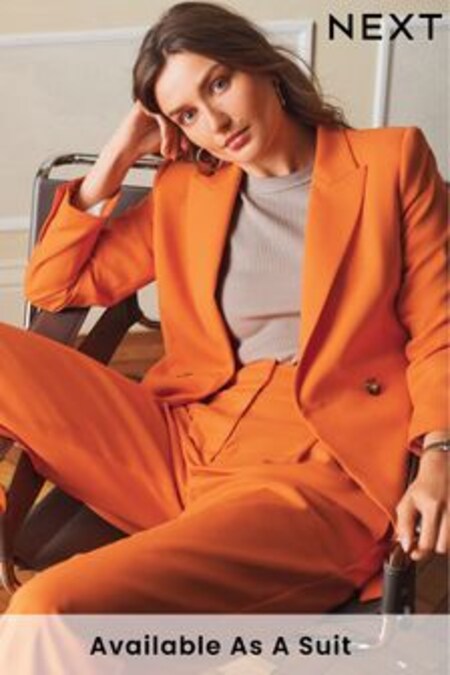 Orange Tailored Double Breasted Textured Blazer (D09909) | kr829