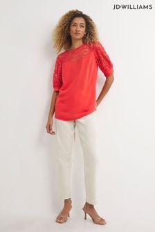 JD Williams Pink Coral Lace Detail Top (D10032) | €17.50