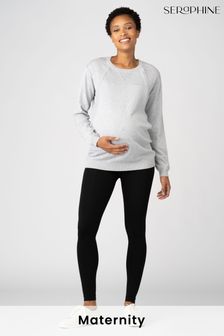 Siv sproščen pleten pulover za nosečnice z zadrgo za dojenje Seraphine (D10134) | €37
