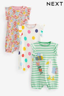 Green Duck Baby Jersey Rompers 3 Pack (D10426) | €11 - €13