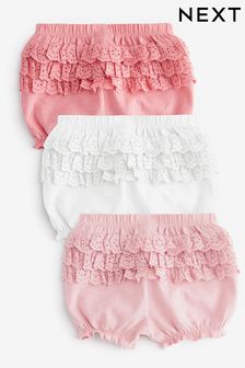 Pink Baby Ruffle Bum Shorts 3 Pack (D10460) | CHF 19 - CHF 22