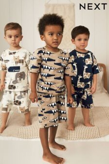 Navy Blue Animal 3 Pack Short Pyjamas (9mths-10yrs) (D10545) | $51 - $64