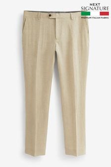 Stone Natural Slim Signature Nova Fides Italian Linen Suit Trousers (D10556) | €30