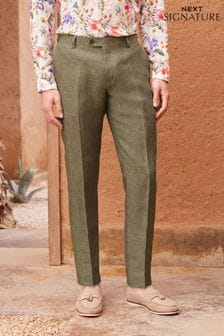 Ozka moška obleka iz italijanskega lanu Signature: hlače (D10560) | €42