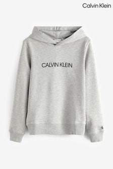 Calvin Klein Grey Boys Institutional Logo Hoodie (D10872) | €118