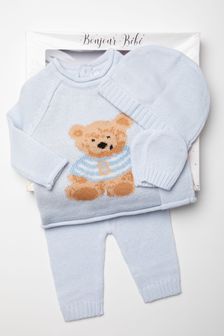 Bonjour Bebe Baby Blue Knitted Four-Piece Gift Set (D11493) | €28