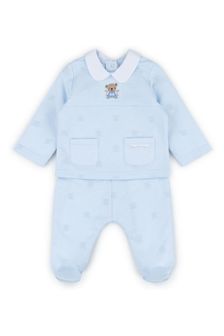 Rock A Bye Baby Boutique Blue Bear Print Quilted Two-Piece Top And Trouser Set (D11512) | €22.50