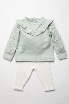 Rock A Bye Baby Boutique Green Knitted Two-Piece Trouser And Top Gift Set (D11524) | €31