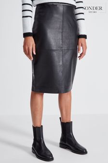 Sonder Studio	Black Leather Pencil Skirt (D11980) | 120 €