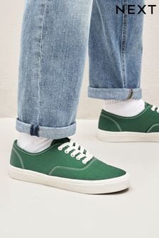 Grün - Flacher Sneaker aus Leinen (D12463) | 18 €