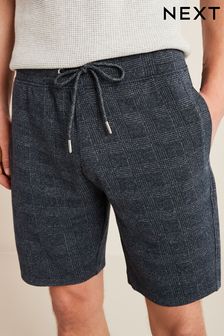 Navy Blue Check Jersey Shorts (D12708) | €14.50