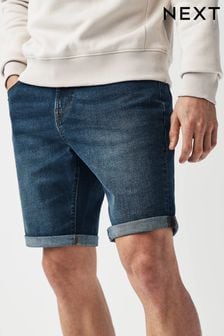 Bleu moyen - Droit - Jean Shorts extensibles (D12766) | 28€