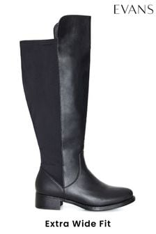 Črni visoki izredno široki škornji Evans Eloise (D12770) | €30