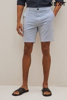 Blue Stripe Seersucker Straight Stretch Chino Shorts (D12876) | €10