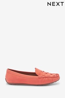 Coral Pink Extra Wide Fit Forever Comfort® Leather Weave Driver Shoes (D12941) | 26 €