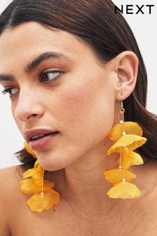 Yellow Statement Flower Drop Earrings (D12965) | $21