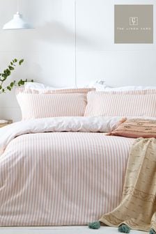 The Linen Yard Pink Hebden Striped 100% Cotton Duvet Cover Set (D12996) | €35 - €68