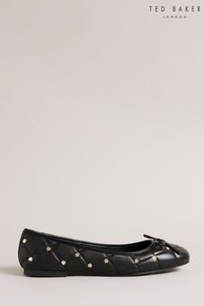 Ted Baker Libban Quilter Black Ballerinas With Magnolia Studs (D14136) | 148 €