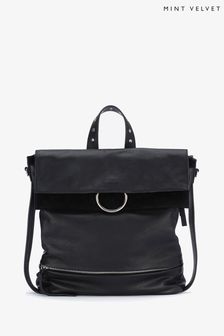 Mint Velvet Devon Black Leather Backpack (D14145) | $262