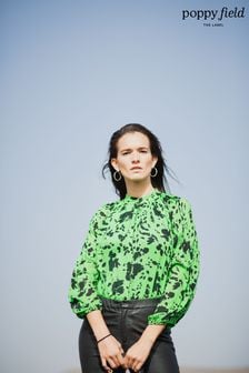 Зеленый блузка из вискозы С рисунком Poppy Field (D14205) | €65