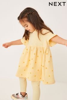 Żółty - Luźna sukienka i legginsy (3m-cy-7lata) (D14218) | 56 zł - 73 zł