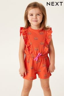 Orange Floral Short Sleeve Playsuit (3mths-7yrs) (D14261) | €9 - €11