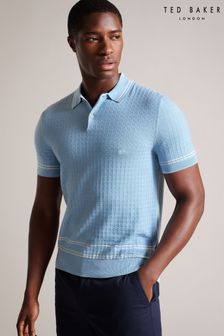 Голубая фактурная рубашка поло классического кроя С короткими рукавами Ted Baker Maytain (D14276) | €107