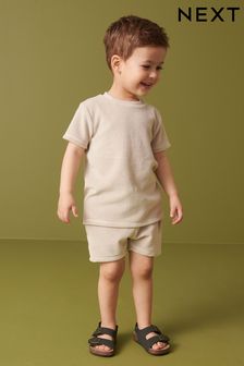 Neutral Textured Towelling T-Shirt and Short Set (3mths-7yrs) (D14279) | 11 € - 16 €