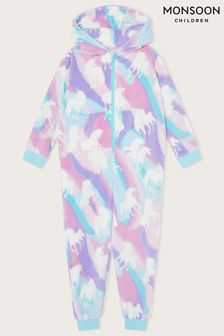 Monsoon Blue Supersoft Marble Unicorn Sleepsuit In Recycled Polyester (D14358) | 35 € - 40 €