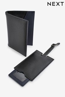 Black Travel Passport Holder and Luggage Tag Set (D14630) | €22