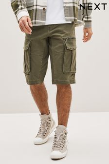 Khaki Green Premium Laundered 3/4 Cargo Shorts (D14634) | 84 zł