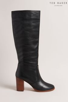Ted Baker Shannie Black Heeled Knee High Leather Boots (D14650) | 302 €