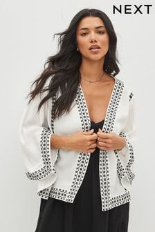 White Embroidered Kimono (D14781) | $73