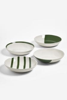 Jasper Conran London Green Abstract Set of 4 Pasta Bowls (D14982) | €52