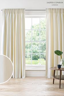 Jasper Conran London White Pencil Pleat Woven Stripe Fully Lined Curtain (D15072) | €163 - €361