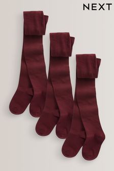 Burgundy Red 3 Pack Cotton Rich School Tights (D15136) | €15 - €22