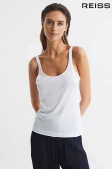 Reiss White Arla Scoop Neck Second Skin Vest Top (D15198) | €43