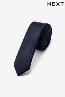 Navy Blue Skinny Recycled Polyester Twill Tie (D15285) | $14