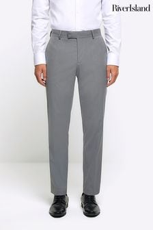 River Island Grey Slim Twill Suit: Trousers (D15314) | SGD 68