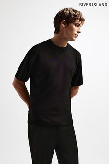 River Island Studio Slinky Black Knit T-Shirt (D15342) | €21