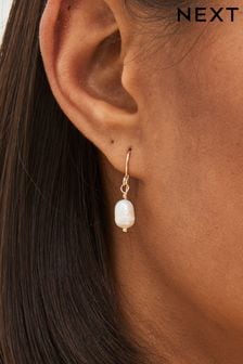 Gold Tone Freshwater Pearl Delicate Earrings (D15690) | ₪ 27