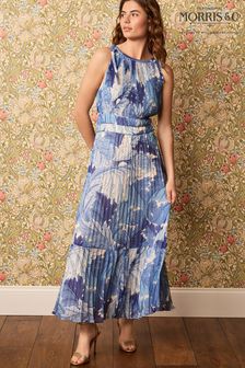 Morris & Co. Acanthus Blue Floral Sleeveless Pleated Maxi Dress (D15843) | €30