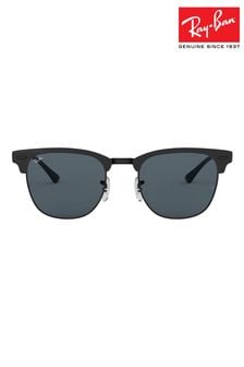 Schwarz/Blaue Gläser - Ray-Ban Clubmaster Metall-Sonnenbrille (D16017) | 256 €