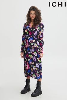 Ichi Kleid mit Blumenprint, Schwarz (D16148) | 65 €