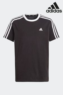 adidas Black Boyfriend Loose Fit Sportswear Essentials 3-Stripes Cotton T-Shirt (D16215) | €18