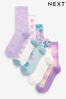 淺紫色花朵 - 短襪5雙裝 (D16220) | HK$108