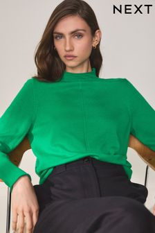 亮綠色 - 高级100%美麗諾羊毛高翻領套衫 (D16287) | NT$1,490