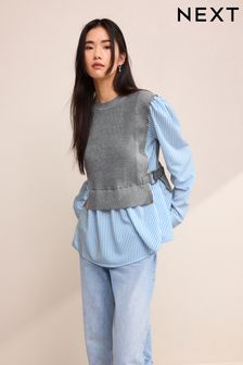 Grey Knitted Layer Jumper (D16290) | 59 €
