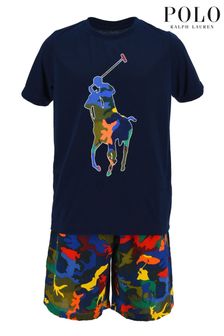 Polo Ralph Lauren Pyjama-Set mit Camouflage-Muster und Polospieler-Logo, Marineblau (D16442) | 61 €